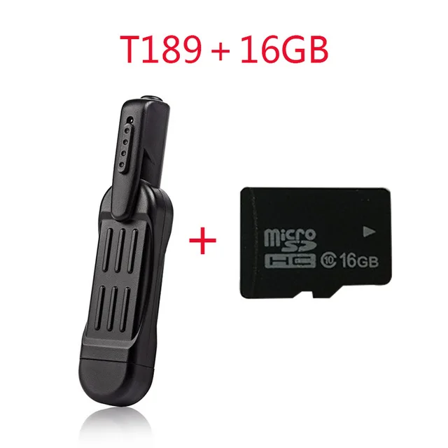 T189CAM Add 16G T189 мини видеокамера HD 1080P DVR ручка камера долгого ожидания обнаружения движения видео Диктофон Карманный полицейский Спортивная камера pk sq11 sq13 - Цвет: T189CAM Add 16G