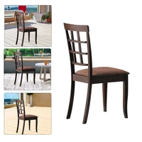 2pcs dining chairs dark brown hardwood mesh high backrests upholstered wooden chair no armrest design for dining room living roo