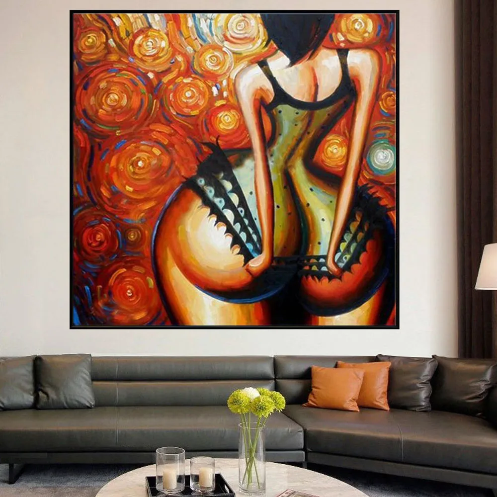

Exaggerated Art Handmade Abstract Oil Painting Body Art Canvas Paintings Plump Buttocks Wall Painting Home Decor Hotel Bedroom