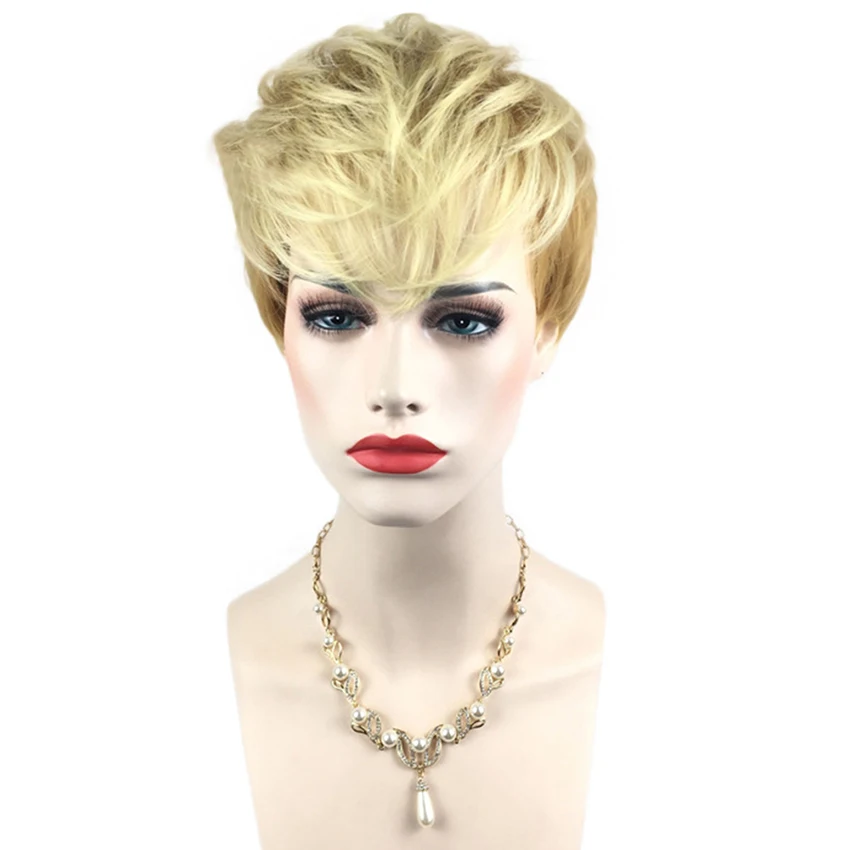 Женский Омбре светловолосый парик короткий для белой женщины 10 дюймов прямой