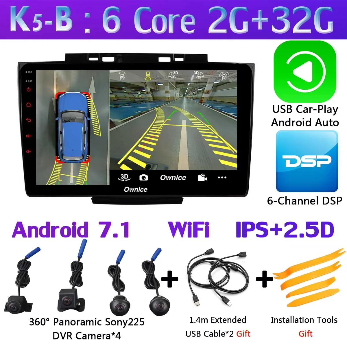 K5-B-CarPlay Ownice K1 K3 K5 K6 автомобильный dvd-плеер gps радио для Haval Hover Greatwall Great Wall H5 H3 2013- CarPlay DSP Adas 360 ° панорамный - Цвет: K5-B-CarPlay