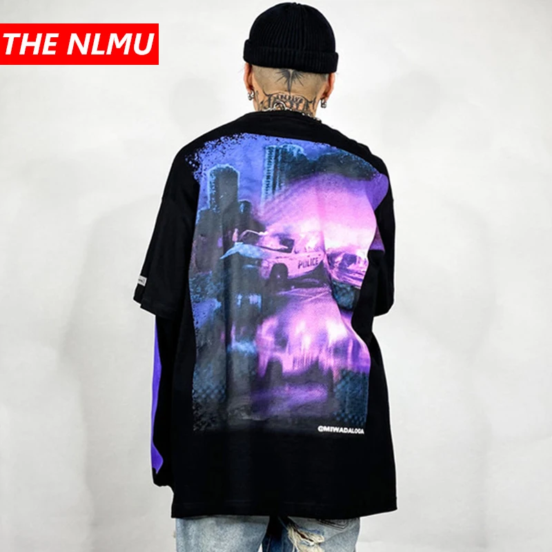 Мужская футболка с длинным рукавом принтом в стиле хип хоп|Мужские футболки| |