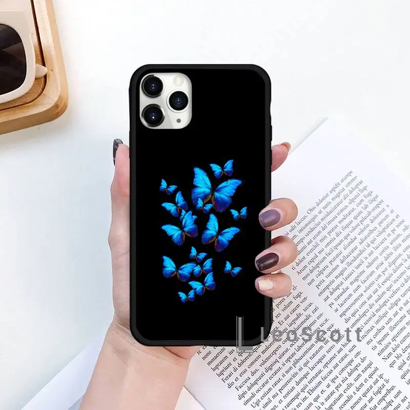 

cute aesthetic Blue Butterfly Phone Case for iPhone 11 12 mini pro XS MAX 8 7 6 6S Plus X 5S SE 2020 XR
