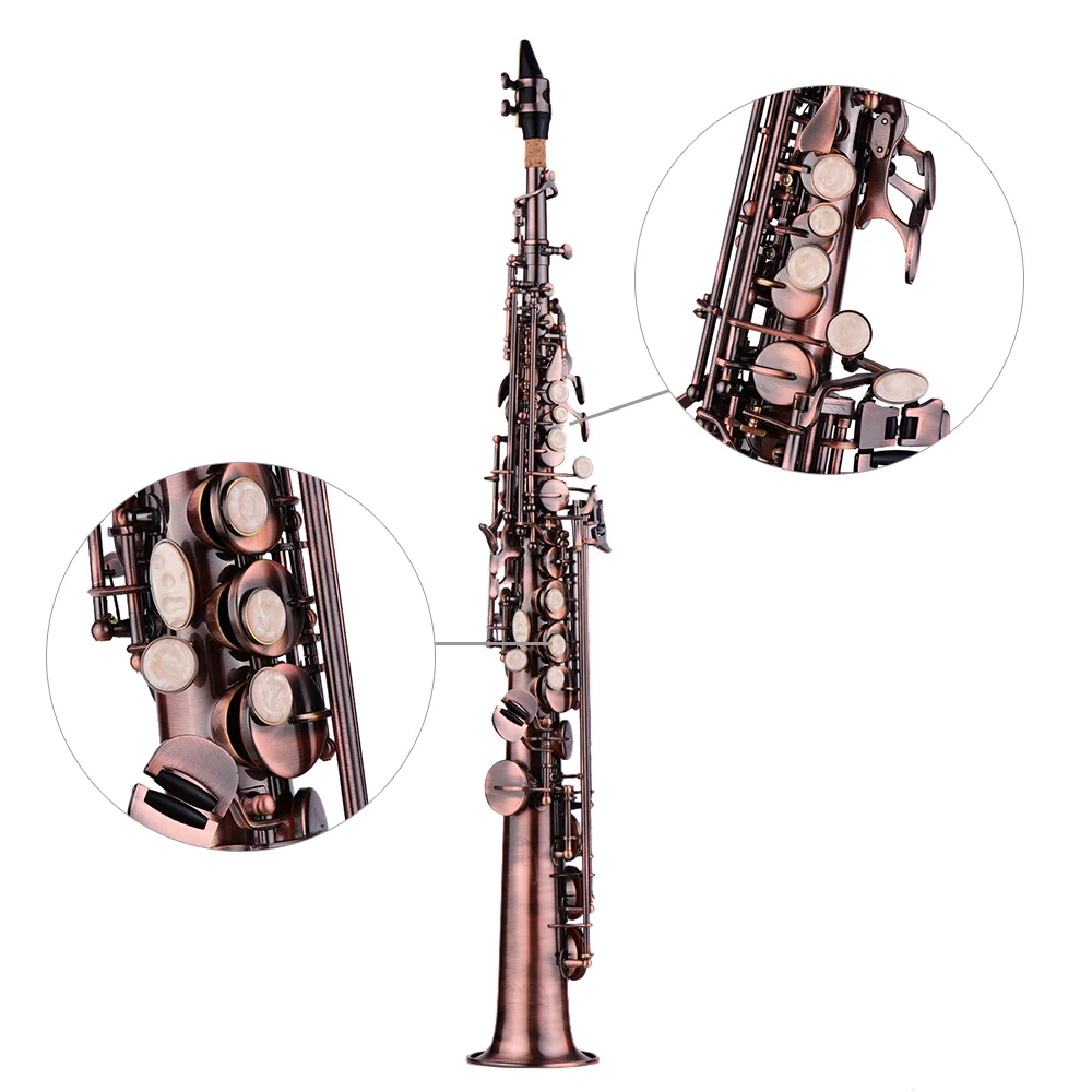 LADE WSS 899 прямой Bb сопрано саксофон Sax Красный Бронзовый Инструмент для