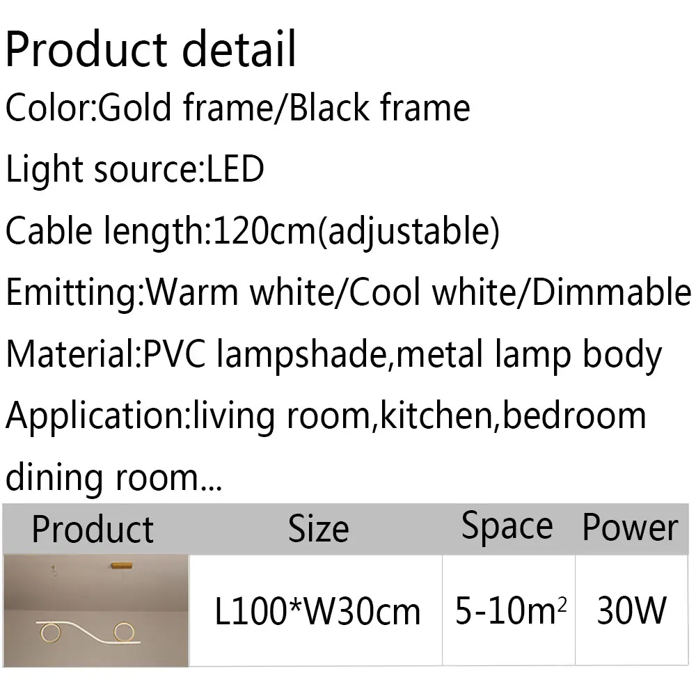 

Modern Led Pendant Light Lustre 110V 220V Chandelier Pendant Lamp for Living room Dining room Kitchen Bedroom Luminaires 100CM