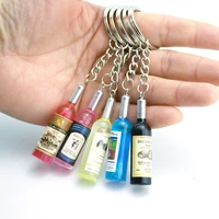 cute resin beer wine bottle keychains for women girl man car bag keyring pendant accessions party jewellery gifts