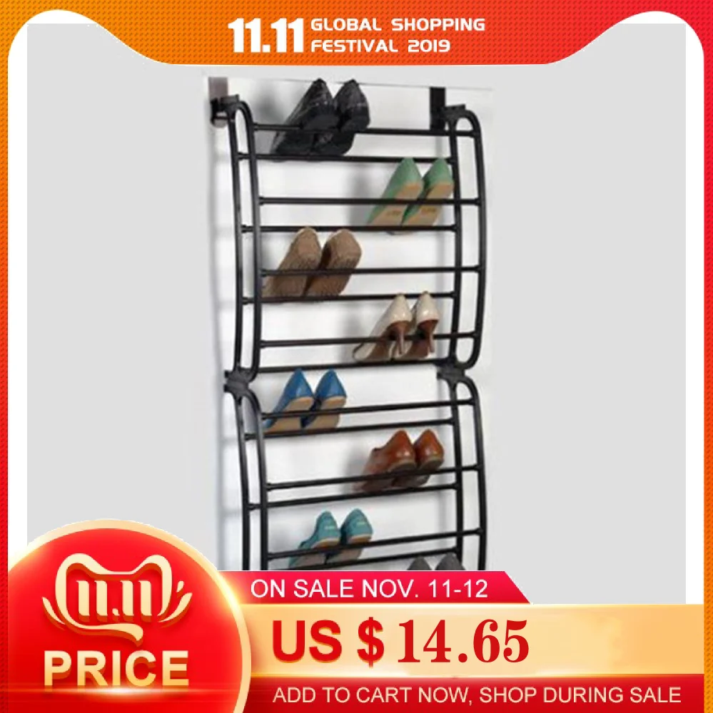 Стеллаж для обуви 12 слоев пар висящий над дверью органайзер шкафа портативный