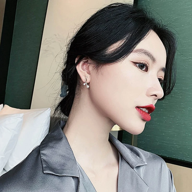 

Fashion Charm Earrings Female All-match Temperament Cross Diamond Pearl Ear Stud Gold/Silver Jewelry Gift 2.3*1.2cm Populor 2021