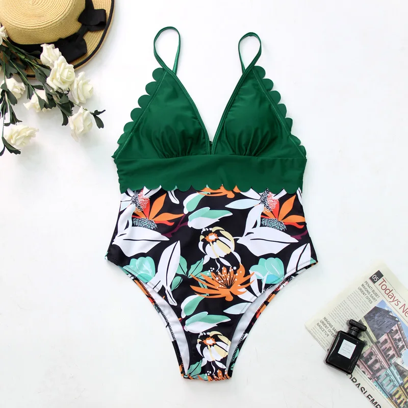 2021 трикини лист с Одна деталь купальника Для женщин сексуальный размера плюс