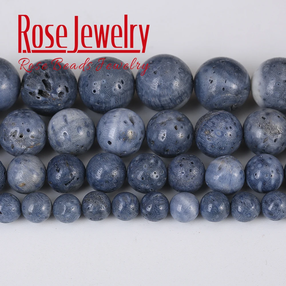 Бусины из синего коралла незакрепленные бусины натурального камня нитка 15