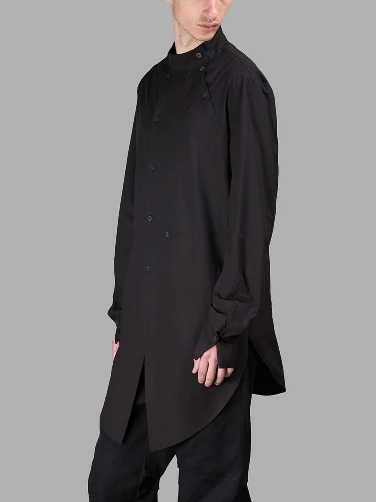 Мужская одежда модная свободная и удобная Однотонная рубашка средней длины с