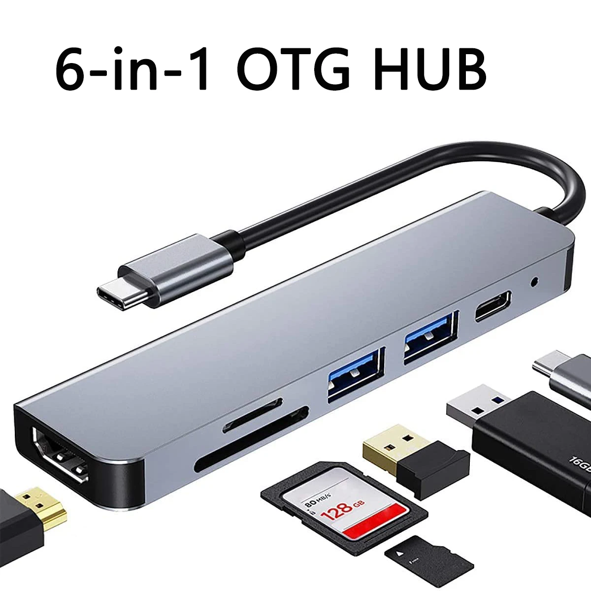 USB 3.0 Тип C концентратор 6 в 1 мультиразветвитель адаптер с TF SD слотом для чтения
