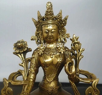 Бесплатная доставка &ltтибетская Чистая латунь Kwan-yin Белая Тара статуя Будды |
