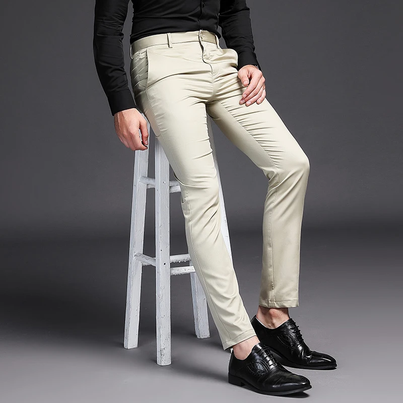 Khaki Formal Pants for Mens Black Suit Calca Social Dress Business Pantalones Hombre Vestir Loose Trousers 2020 | Мужская одежда