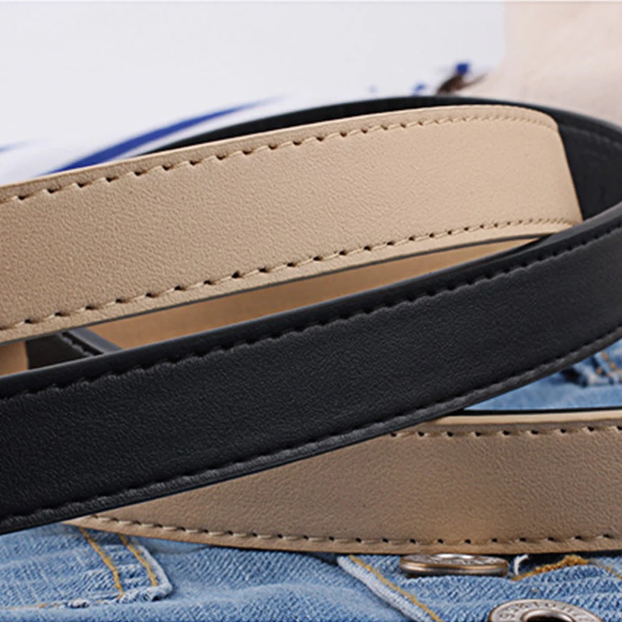 Ремень с круглой пряжкой Женский повседневный черный ремень из искусственной