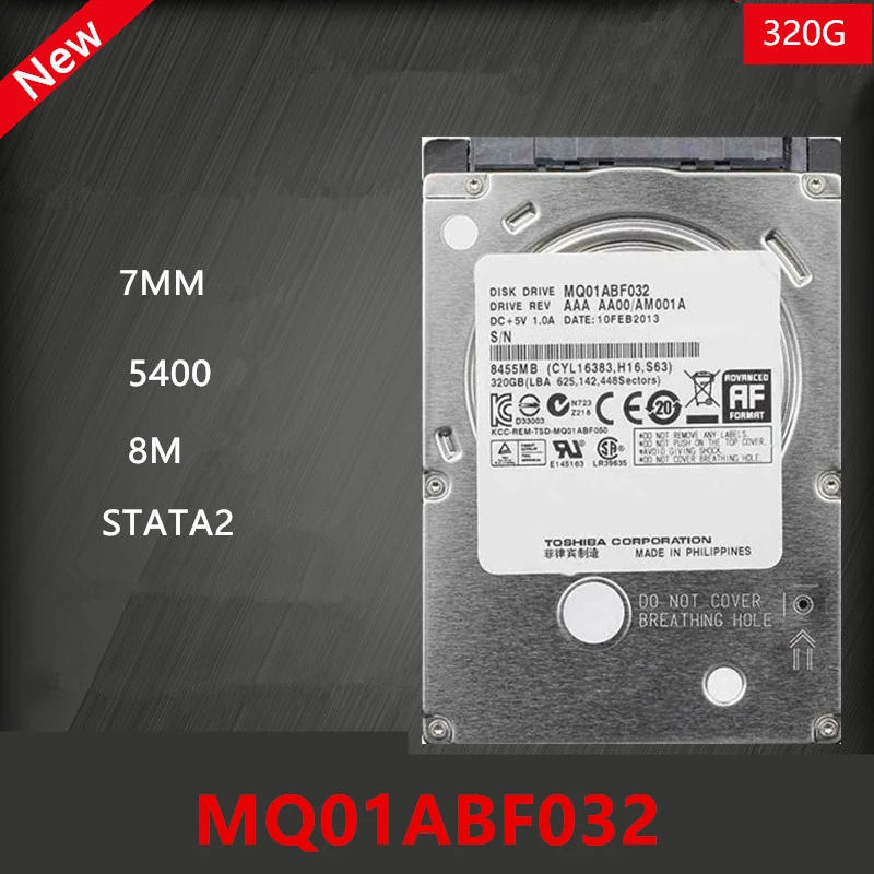 

New Original HDD For Toshiba 320GB 2.5" SATA 3 Gb/s 8MB 5400RPM 7MM For Internal Hard Disk For Notebook HDD For MQ01ABF032