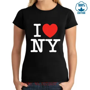 Футболки для женщин с надписью I Love NY Нью-Йорк, напечатаны сердце Новый высокое качество Футболка Индивидуальные футболка для малышей Топы-футболки