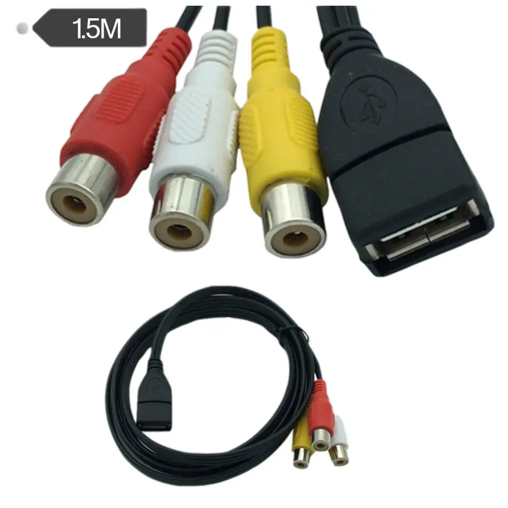 USB A розетка к 3x RCA Phono Female Jack Видео A/V AV адаптер для видеокамеры Аудио шнур