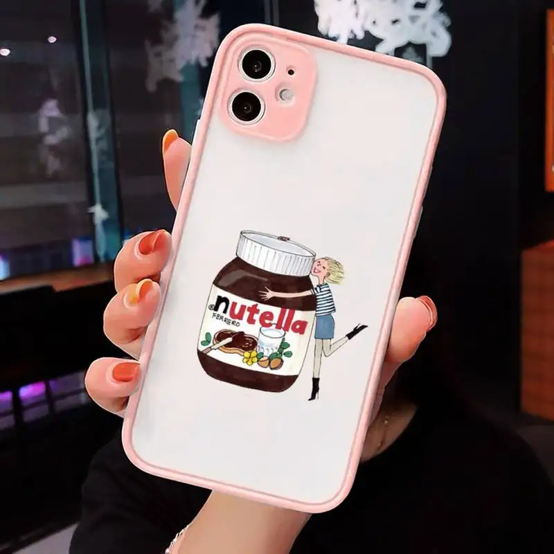 

nutella Chocolate cute cartoon Phone Case matte transparent For iphone 7 8 11 12 plus mini x xs xr pro max cover