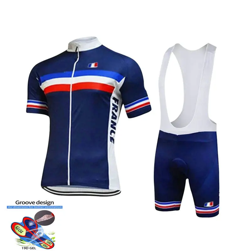 

Caskyte Summer France Team Cycling Clothing Blue Cycling Jersey Quick Dry Bike Bicycle Clothes Summer Short Sleeve Bike Uniform