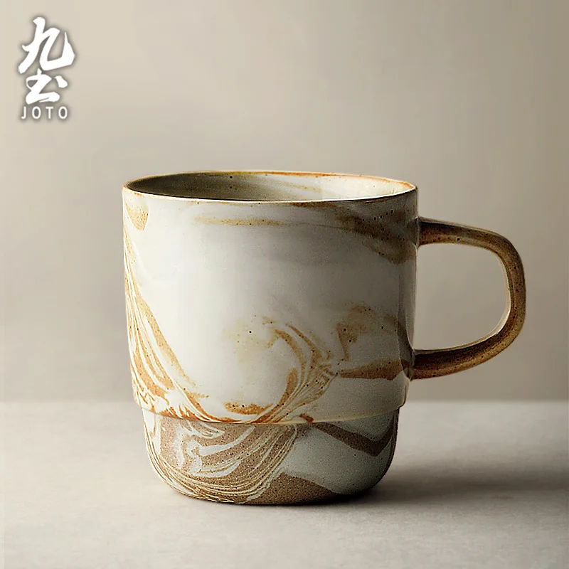 

Creative Ceramic Coffee Cups Handle Handmade Vintage Espresso Tea Milk Mug Cup Cappuccino Filizanki Do Kawy Home Decor DL60KB