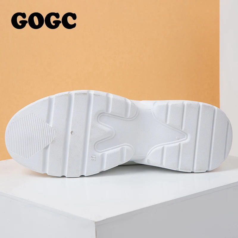 GOGC/женские массивные кроссовки Вулканизированная обувь Женская Белая на толстой