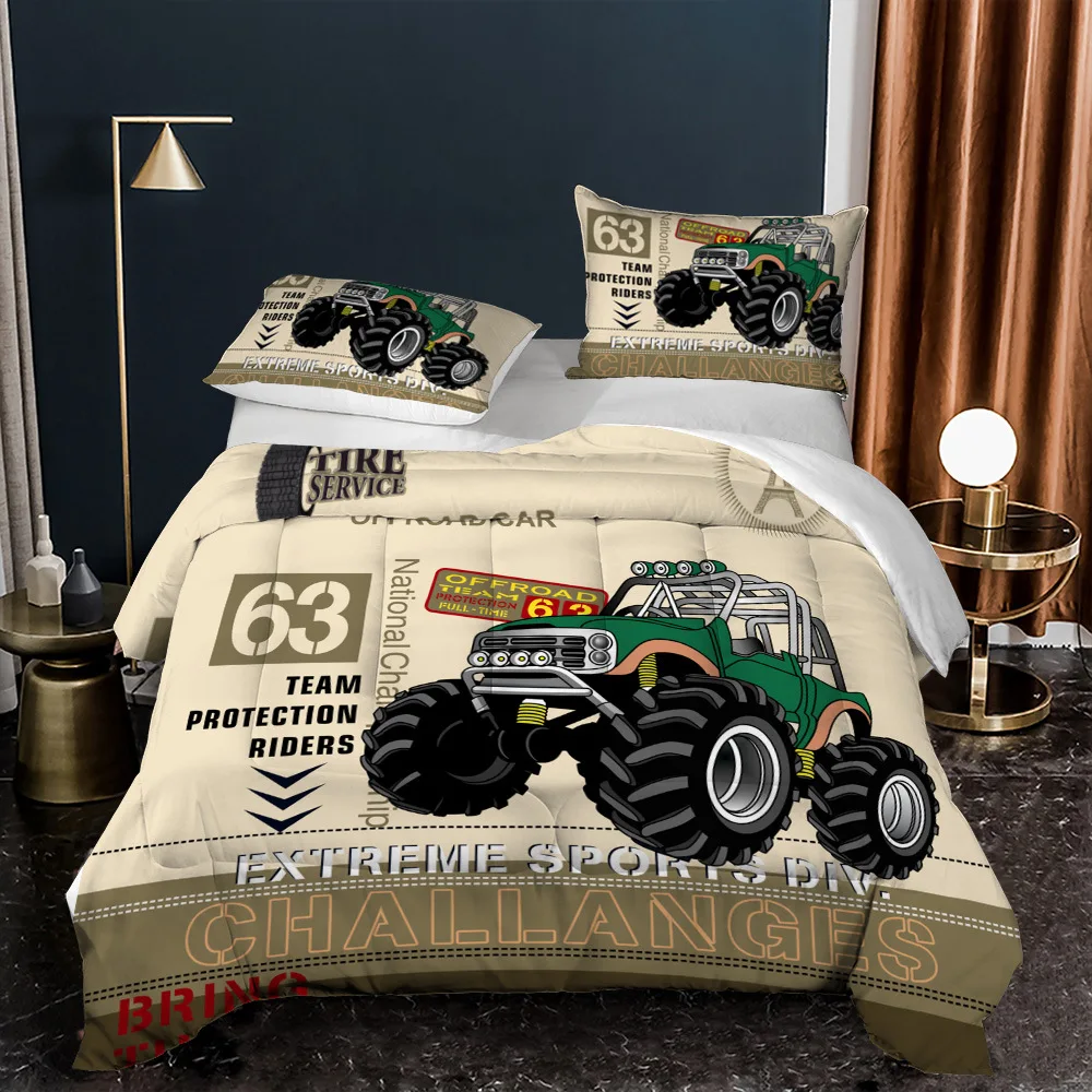 

3D Print Duvet Down Cotton Comforter Off-road Vehicles Summer Quilt Queen Size Thick Quilting Blanket SUV Men Bedding Quilt Set