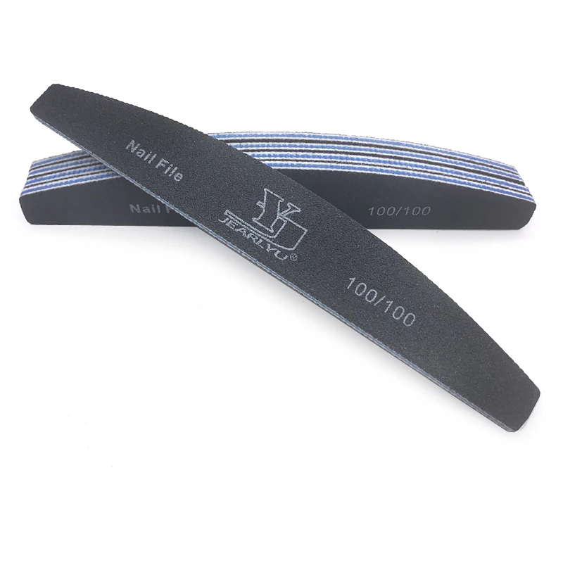 

20Pcs/lot Nail File 100/100 Buffer Block UV Gel Varnish Thick Professional Plastic File Double side Sandpaper Nail Files Black