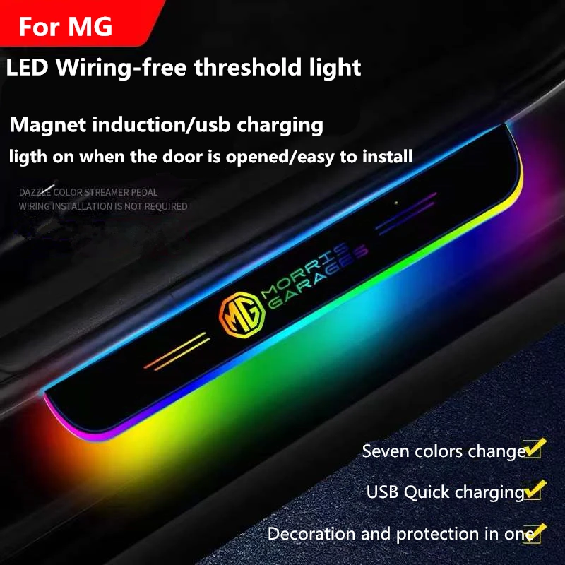 

For MG3 GS GT HS MG6 ZS EV CS car accessories The new 2022 Car Fashion Welcome Threshold The lamp No Wiring Colorful The lamp