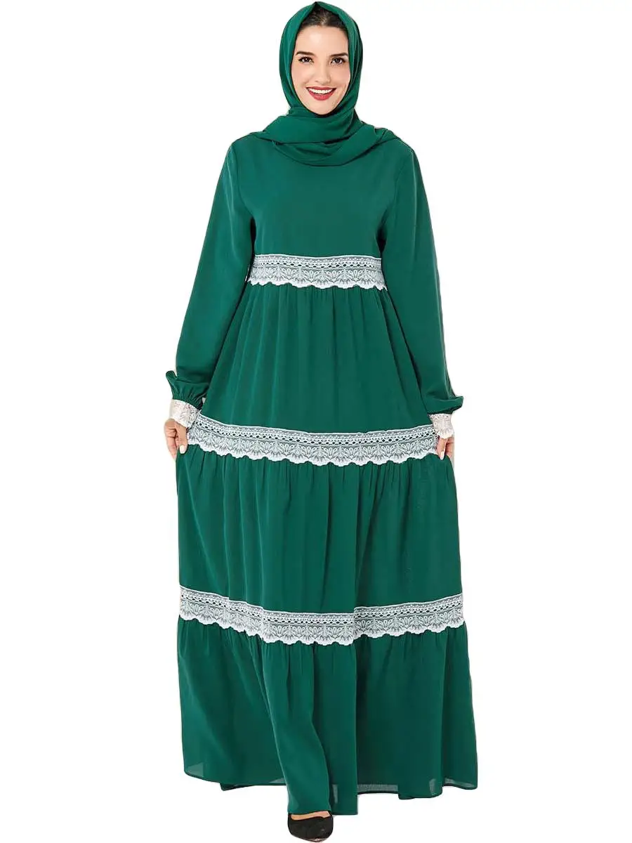 Рамадан мусульманская женская кружевная Абая женский халат Jilbab винтажное платье