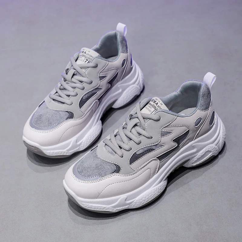 Fujin/женские кроссовки Сезон весна-осень 2020 года Дышащая обувь на платформе со