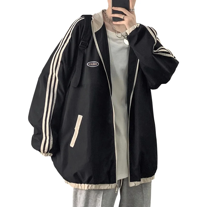 

Retro Warm Hooded Jacket Hip Hop Spring College Jacket Plus Size Clothing Windbreaker Men Korean Harajuku Chaqueta Coats Eg50jc