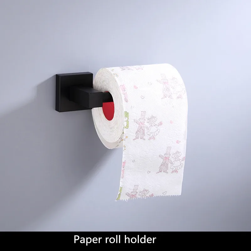 paper roll holder Аксессуары для ванной комнаты полотенцесушитель бумажный держатель, вешалка для полотенец, держатель для туалетной щетки, держатель для полотенец алюминиевый черный набор аксессуаров для ванной комнаты - Цвет: paper roll holder