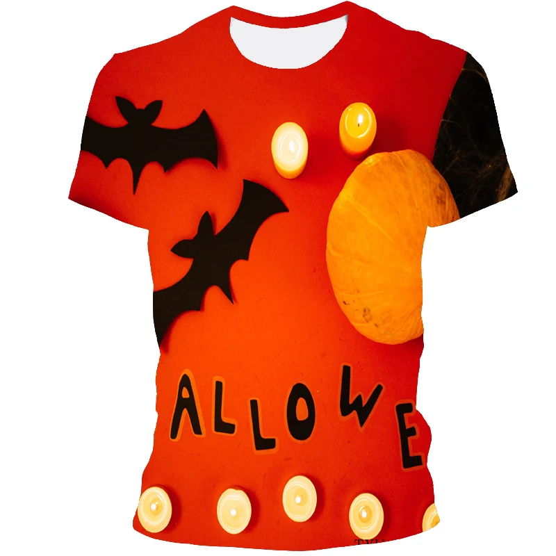 

Men's Halloween Pumpkin Horror Hip Hop T-Shirt Grim Face Print Funny T-Shirt Unisex Fashion Top Street Costume