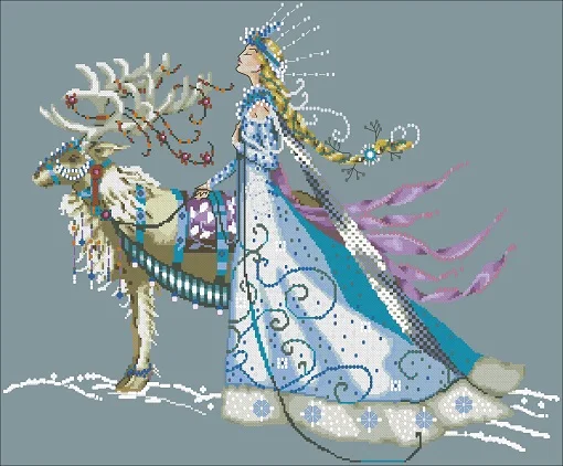 

25-MD143, Ice Queen Counted Cross Stitch 11CT 14CT 18CT DIY Cross Stitch Kits Embroidery Needlework Sets