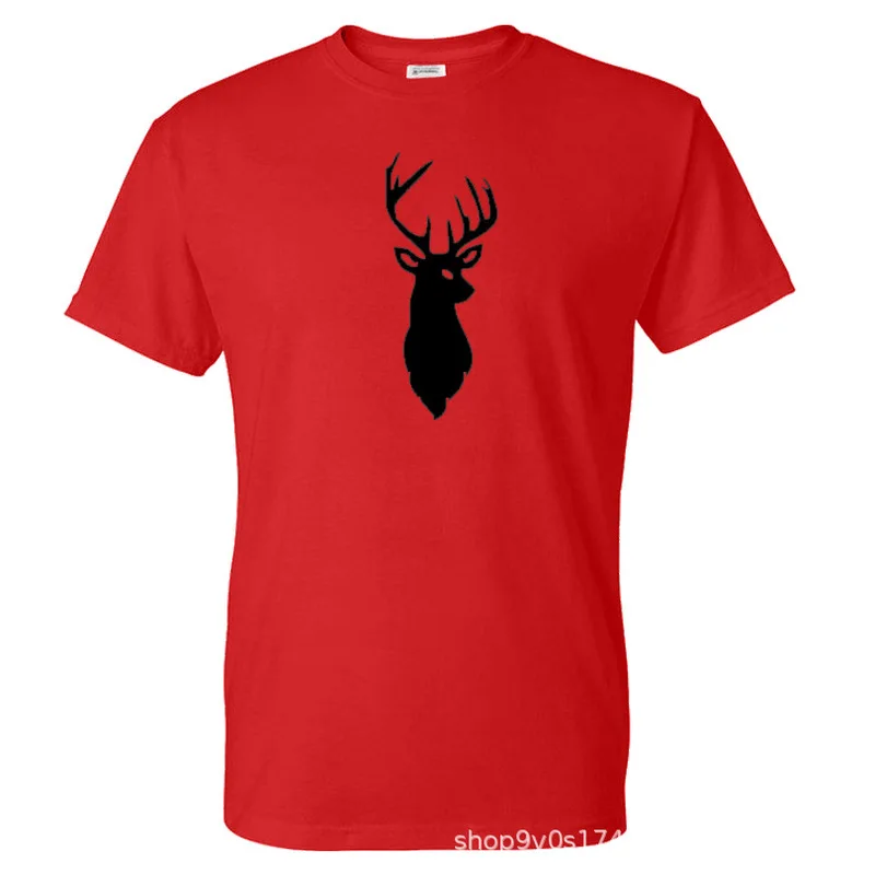 

Elk printed cotton high-quality oversized men's T-shirt, unisex minimalist style sports unisex, breathable and quick-drying coup