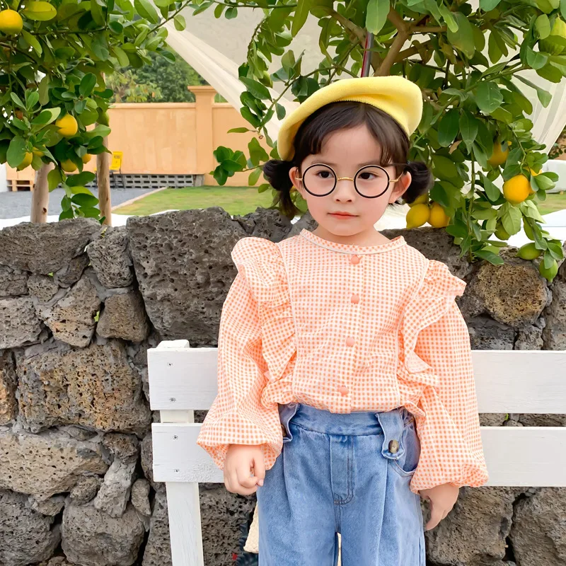 Рубашки для девочек весна 2020 falbala рубашка с длинными рукавами Детские Модные