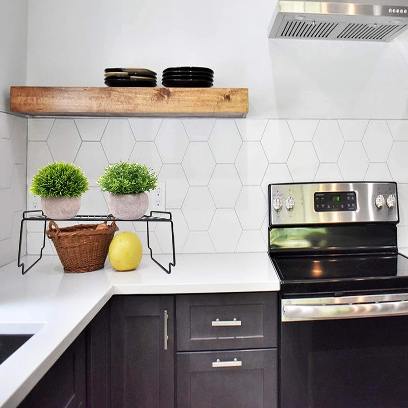 

3Pack Stackable Kitchen Cabinet Shelf Rack, Counter Pantry Storage Shelves, Medium Wire Organizer Racks and Shelving