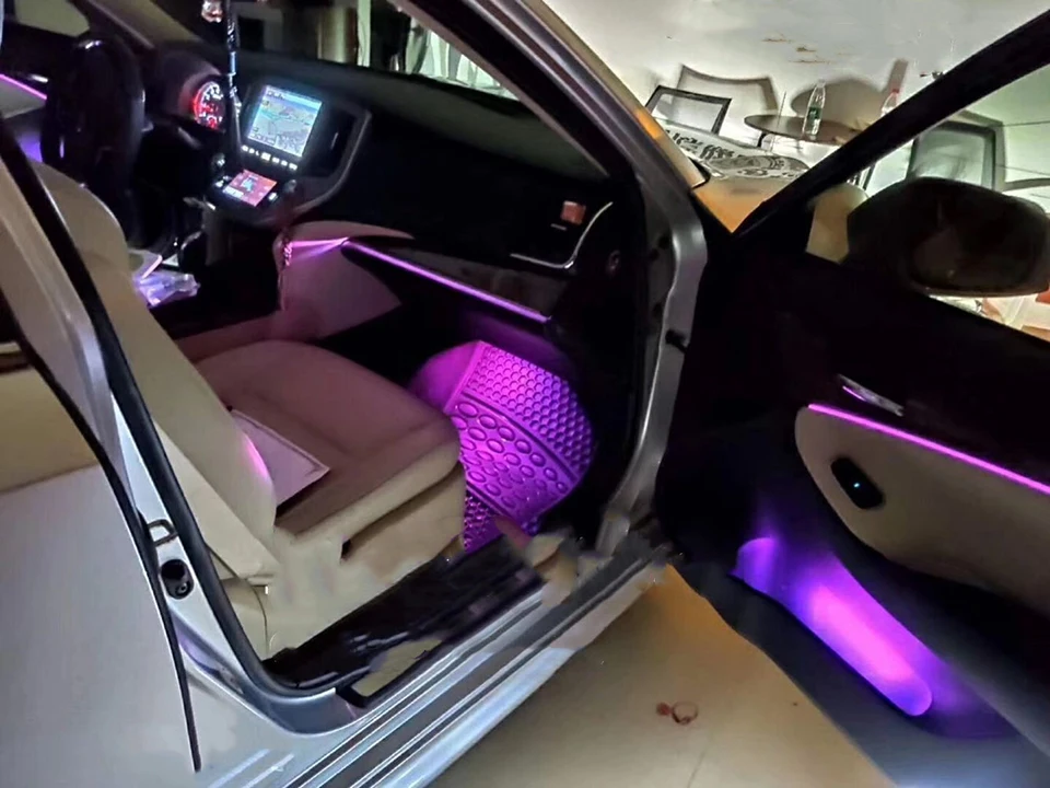10 в 1 RGB светодиодный светильник 8 м для украшения интерьера автомобиля волоконно-оптический светильник с помощью приложения управление 12 В декоративные атмосферные лампы универсальные