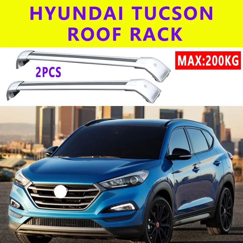 DUAL-HO 2 uds barras de techo para Hyundai Tucson SUV 2015-2020 de aleación de aluminio de barras laterales Baca de barras cruzadas Luggage Carrier