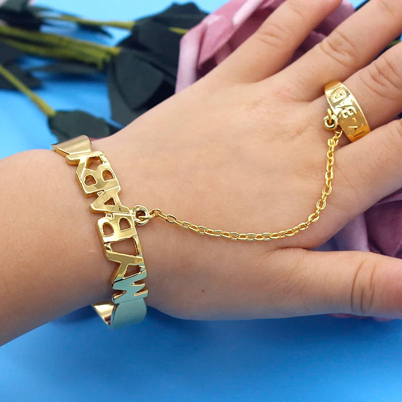 JH новая мода с открытыми пальцами Очаровательные золотистые детский браслет на