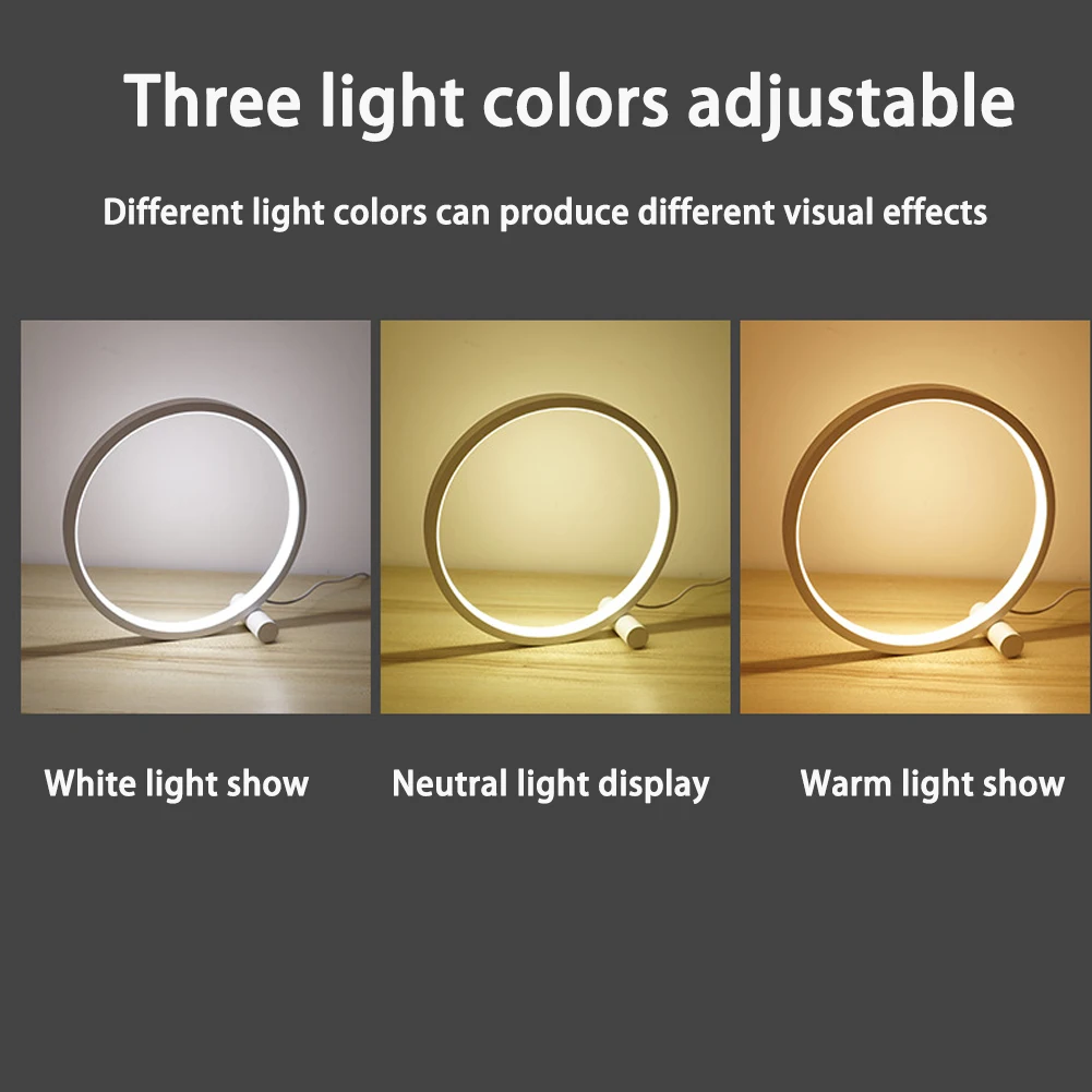 Round Table Lamp 3 Color Dimmable Night Light Touch Switch Bedside Bedroom Study Living Room LED Modern Minimalist Aluminum | Лампы и
