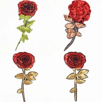 sequins red rose flower floral patches sewing embroidered applique for jacket clothes stickers badge diy apparel accessories