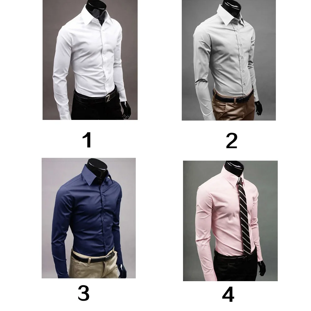 

Spring Summer Fashion Men Shirts Pure Color Long Sleeve Slim Fit Men's Shirts Male Social Masculina Business Shirts Tops