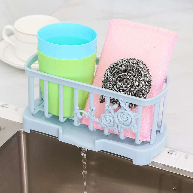 

Sponge Storage Drain Rack Washable Sink Shelf Sponge Storage Box Dish Cloth Basket Bathroom Kitchen Organizer