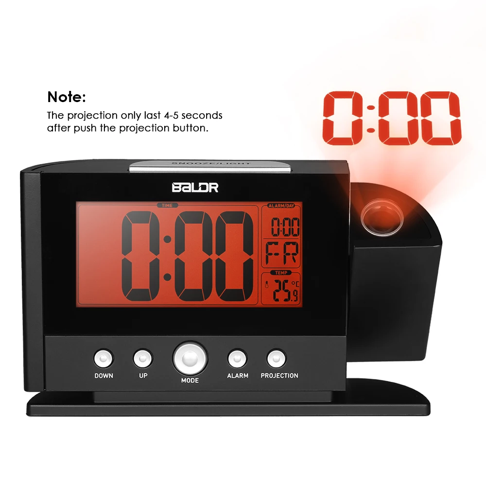 

New Rotatable Digital Wall Projection Clock with Large Screen Display Date Time Temperature Excellent LCD Alarm Clock