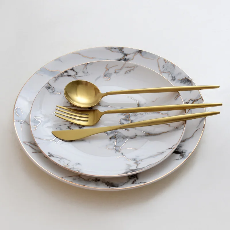 Тарелки в скандинавском стиле креативная чернильная мраморная текстура