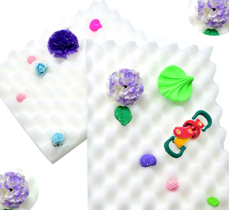 

2pcs White Fondant Sugar Flower Drying Shaped Wave Sponge Mat For Kitchen Office Bathroom Clean Accessory/Dish Cleaning