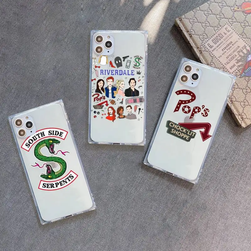 

Riverdale Southside Serpents Phone Case For iPhone 7 8 11 12 X XS XR MINI Pro Max Plus Clear Square Transparent