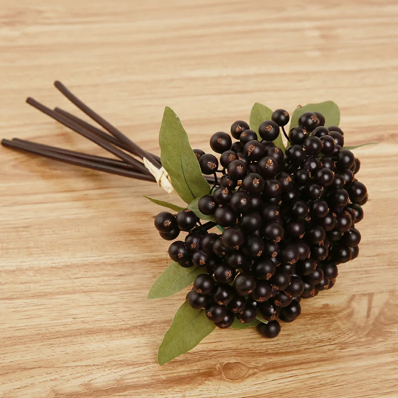 Искусственные ягоды домашний декор зеленые листья искусственные молочно белые